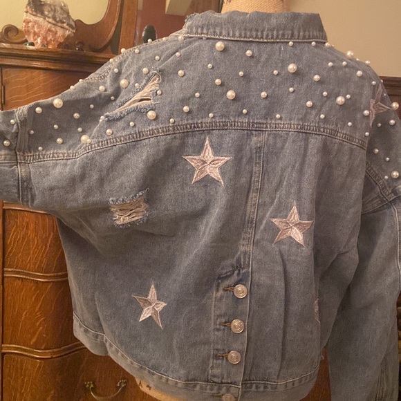 POL Distressed and Embellished Jean Jacket - Picture 9 of 12